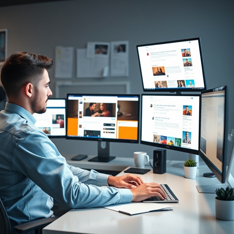 Content strategist creating blog posts and social media campaigns