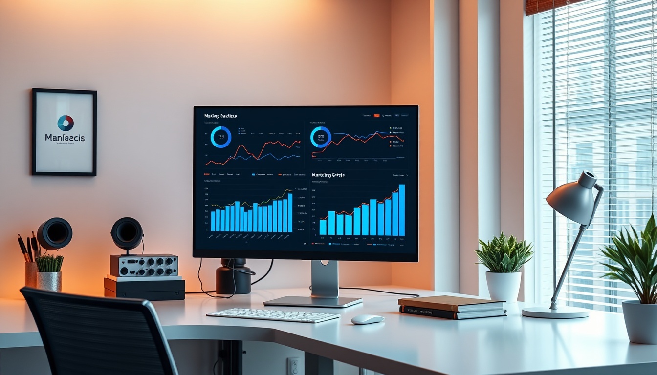 Marketing analytics dashboard showing growth metrics