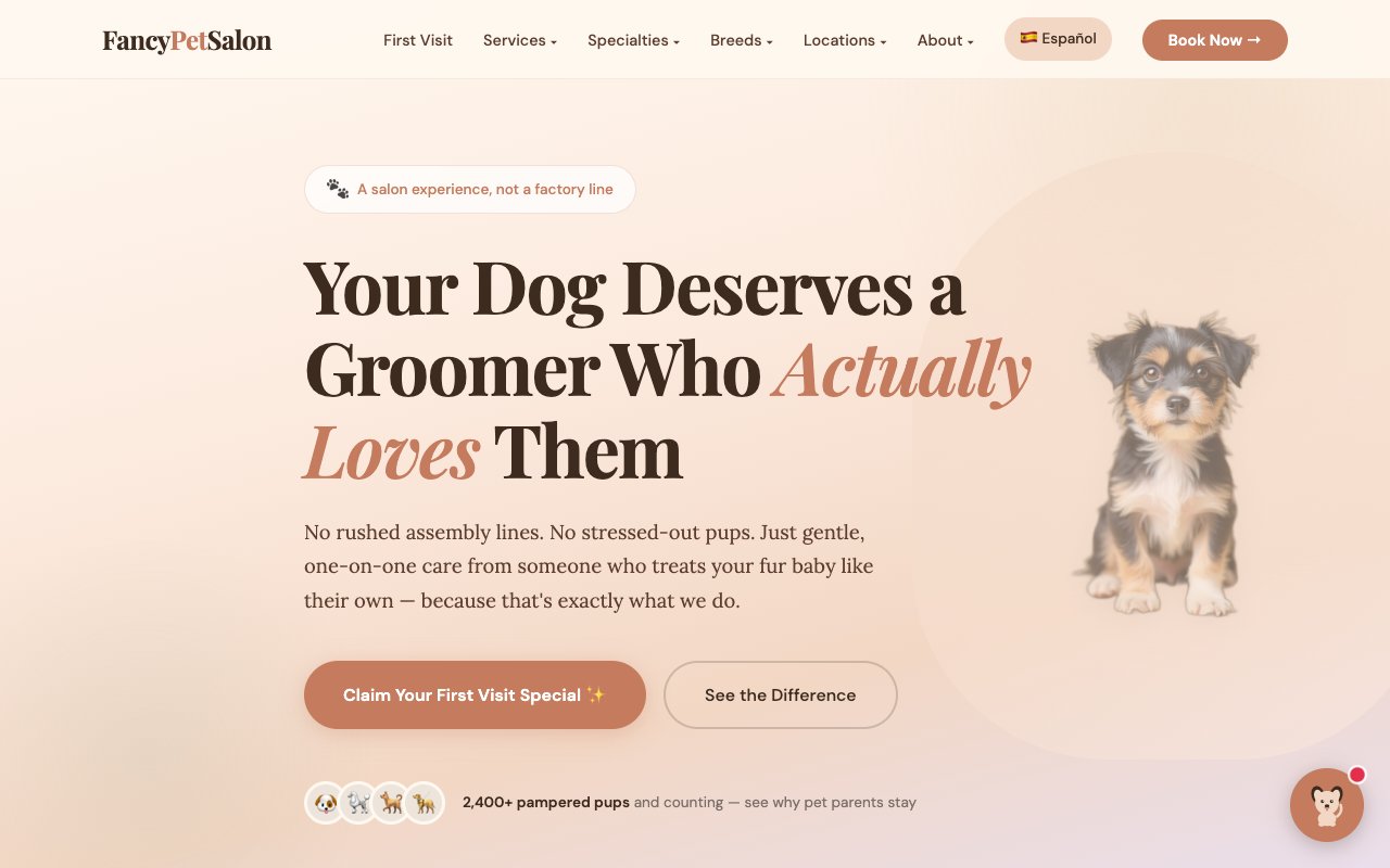 Fancy Pet Salon website screenshot
