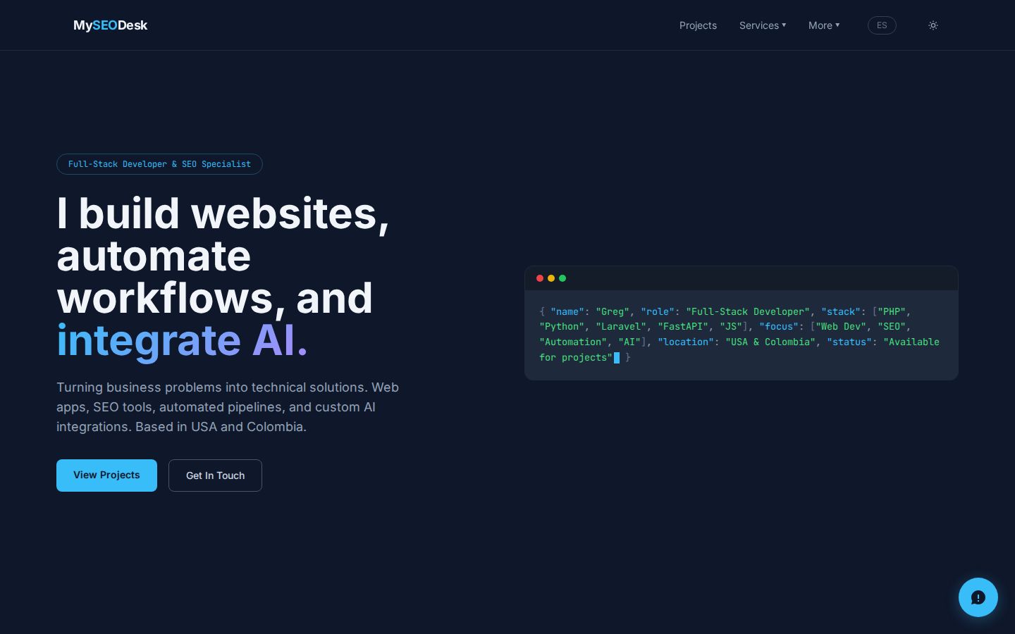 MySEODesk website screenshot